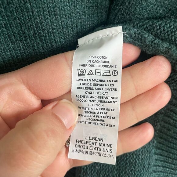 L.L. Bean Men’s Forest Green Cotton Cashmere Crew Neck  Sweater SZ XXL - Picture 7 of 8